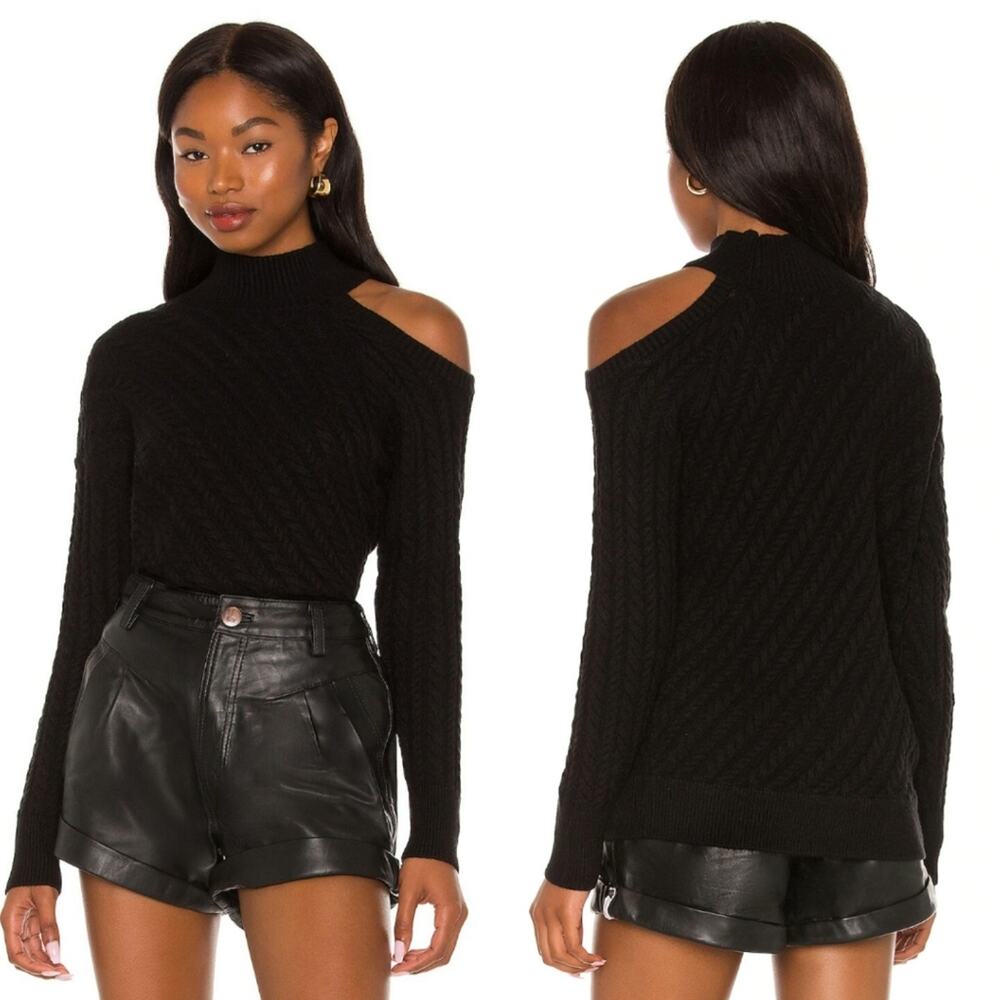 Stitches & Stripes Black Alexis Cableknit Pullover Turtleneck Sweater
